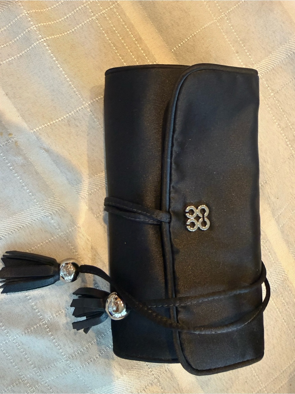 Black Women's Clutch Bag with Tassel Wrap